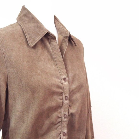 Vintage suede snap down Western blouse, SKOTTS SUEDE, Washable, Size M - Picture 6 of 11